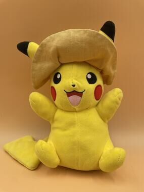 Pokemon Pikachu Plush Stuffed Animal Toy Tomy Yellow Brown 8 Inch Hat